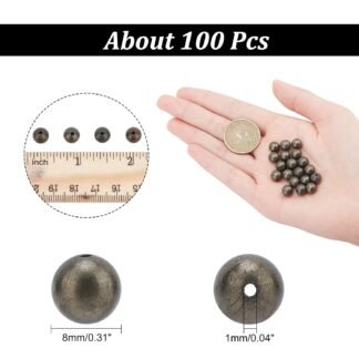 arricraft About 100 Pcs 8mm Natural Stone Beads, Natural Pyrite Round Beads Gemstone Loose Beads for Bracelet Necklace Jewelry Making (Hole: 1mm)
