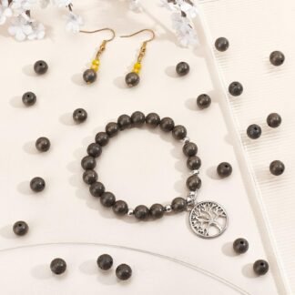 arricraft About 100 Pcs 8mm Natural Stone Beads, Natural Pyrite Round Beads Gemstone Loose Beads for Bracelet Necklace Jewelry Making (Hole: 1mm)