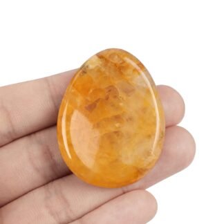 Artistone Citrine Crystal Thumb Worry Stone Hand Carved Healing Crystal Pocket Palm Stone for Meditation Reiki,Water Drop Shaped