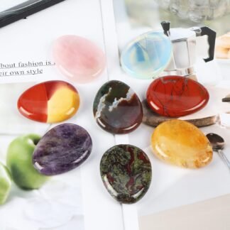 Artistone Citrine Crystal Thumb Worry Stone Hand Carved Healing Crystal Pocket Palm Stone for Meditation Reiki,Water Drop Shaped