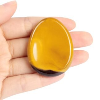 Artistone Citrine Crystal Thumb Worry Stone Hand Carved Healing Crystal Pocket Palm Stone for Meditation Reiki,Water Drop Shaped