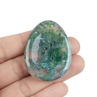 Artistone Moss Agate Crystal Chakra Thumb Worry Stone Teardrop Reiki Healing Stone Pocket Palm Stones for Anxiety Stress Relief Meditation Therapy Geometry Home Decor
