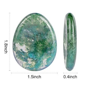 Artistone Moss Agate Crystal Chakra Thumb Worry Stone Teardrop Reiki Healing Stone Pocket Palm Stones for Anxiety Stress Relief Meditation Therapy Geometry Home Decor