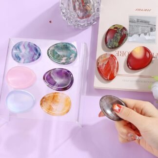 Artistone Smoky Quartz Crystal Chakra Thumb Worry Stone Teardrop Reiki Healing Stone Pocket Palm Stones for Anxiety Stress Relief Meditation Therapy Geometry Home Decor