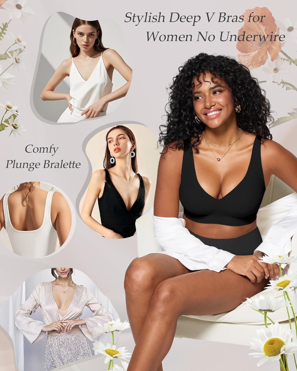 As Fairy Bras for Women Deep V Seamless Wireless Support Lift No Underwire Plunge Bralettes Full Coverage Push Up Bra - lunas-mystic-emporium.com As Fairy Bras for Women Deep V Seamless Wireless Support Lift No Underwire Plunge Bralettes Full Coverage Push Up Bra