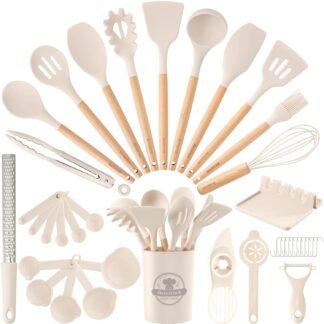 Astercook Kitchen Utensils set, 39 PCS Silicone Cooking Utensils Set with Wooden Handle, 446°F Heat Resistant Food Grade Utensil Sets, BPA Free Kitchen Gadgets Tools Set for...
