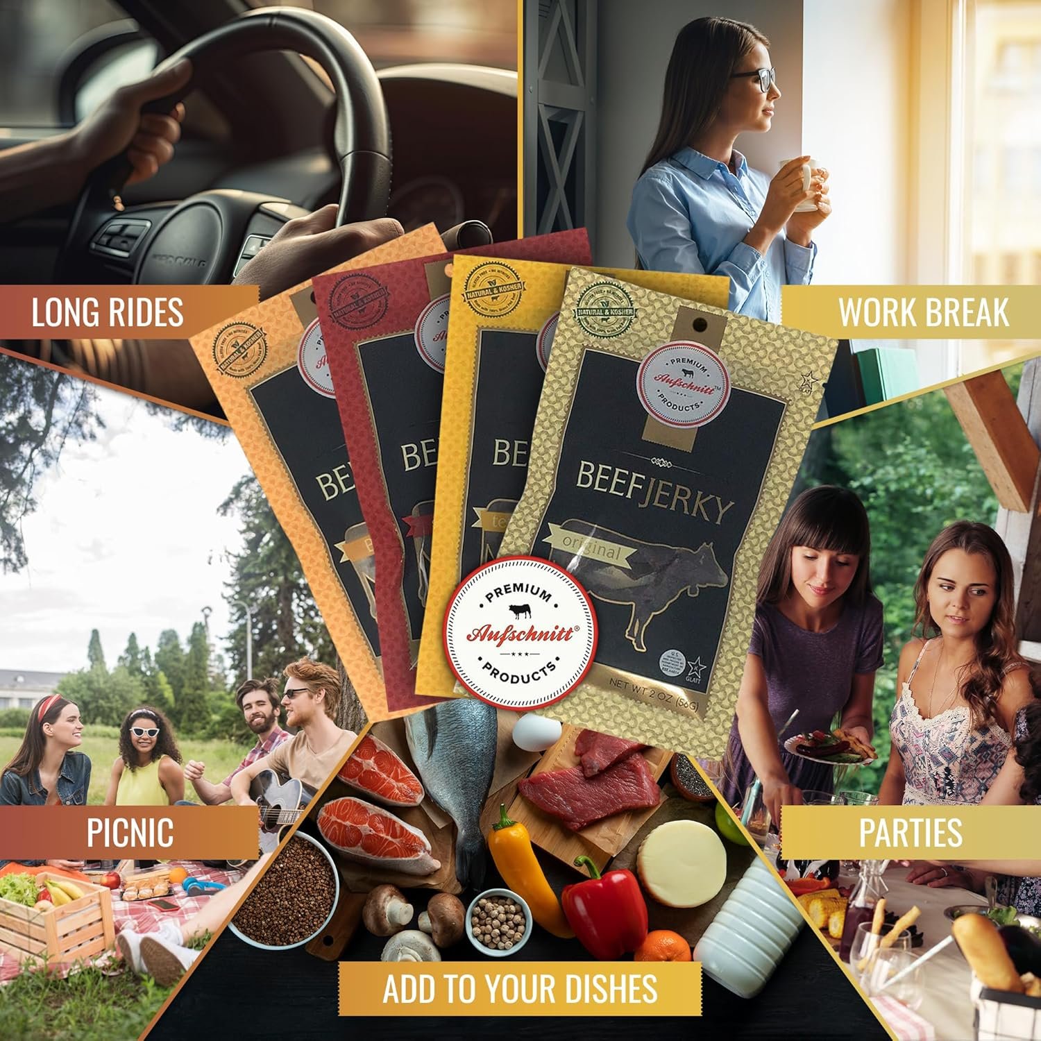 Aufschnitt Grass Fed Beef Jerky - Low Sodium Certified Kosher - Made in USA - Keto Friendly - 5 Pack Variety Pack - lunas-mystic-emporium.com Aufschnitt Grass Fed Beef Jerky - Low Sodium, Certified Kosher - Made in USA - Keto Friendly - 5 Pack, Variety Pack