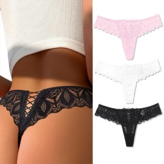 Avidlove Panties for Women Lace Thongs Cross Back Tanga Sexy Cheeky Low Waist Bikinis Underwear