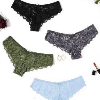 Avidlove Women Floral Lace Panties Sexy Hipster Underwear Cheeky Bikini Panties V-Shape Waistband Tangas