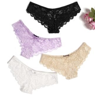 Avidlove Women Floral Lace Panties Sexy Hipster Underwear Cheeky Bikini Panties V-Shape Waistband Tangas