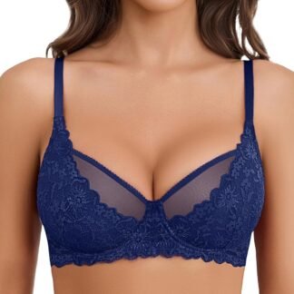 Avidlove Women Lace Bra Underwire Sexy Bralettes Unlined Mesh Full Coverage Lingerie Everyday Bras