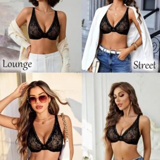 Avidlove Women's Lace Bra Sexy Sheer Underwire Unlined Plunge Everyday Bras Full Coverage Bralettes