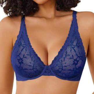 Avidlove Women's Lace Bra Sexy Sheer Underwire Unlined Plunge Everyday Bras Full Coverage Bralettes