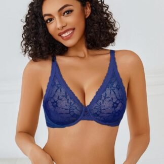 Avidlove Women's Lace Bra Sexy Sheer Underwire Unlined Plunge Everyday Bras Full Coverage Bralettes