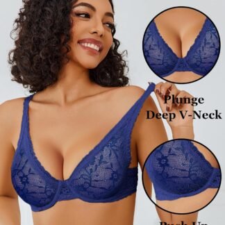 Avidlove Women's Lace Bra Sexy Sheer Underwire Unlined Plunge Everyday Bras Full Coverage Bralettes