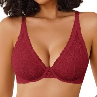 Avidlove Women's Lace Bra Sexy Sheer Underwire Unlined Plunge Everyday Bras Full Coverage Bralettes