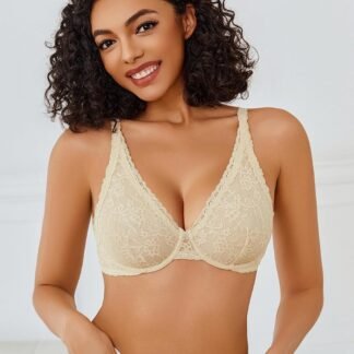 Avidlove Women's Lace Bra Sexy Sheer Underwire Unlined Plunge Everyday Bras Full Coverage Bralettes