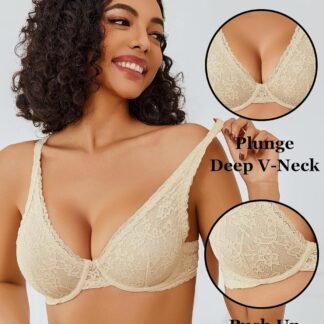 Avidlove Women's Lace Bra Sexy Sheer Underwire Unlined Plunge Everyday Bras Full Coverage Bralettes