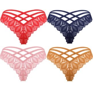 Avidlove Womens Underwear Lace Cheeky Panties Criss Cross Back Bikini Thongs Sexy Undies
