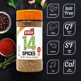 Badia 14 Spices Salt-Free All Purpose Seasoning, 4.25 oz – Savory Blend of Garlic, Onion, Herbs, Spices & Peppers