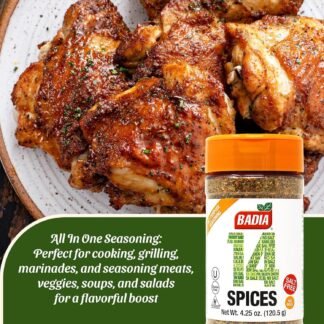 Badia 14 Spices Salt-Free All Purpose Seasoning, 4.25 oz – Savory Blend of Garlic, Onion, Herbs, Spices & Peppers