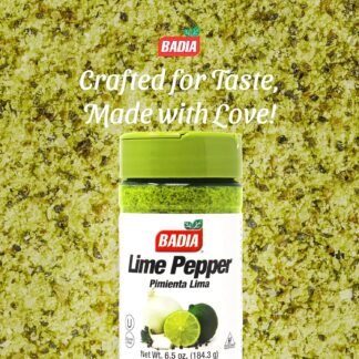 Badia Lime Pepper Seasoning, 6.5 oz - Pepper, Garlic & Onion, Zesty Citrus Blend for Chicken, Seafood & Vegetables