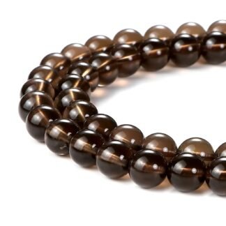 BEADNOVA 8mm Smoky Quartz Gemstone Round Loose Beads for Jewelry Making (45-48pcs)