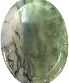 Beautiful Moss Agate Worry Stone Wellness Crystal Healing Gemstone for Positive Energy Metaphysical Powerful Thumb Stones Meditation Reiki Feng Shui Gift for Men Women