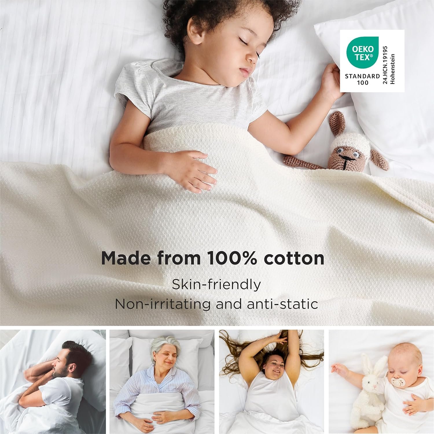 Bedsure GentleSoft 100 Cotton Blanket Queen Size for Bed - Breathable and Lightweight Soft Cozy Textured Herringbone Woven Blanket for Summer Cream 90x90 inches - lunas-mystic-emporium.com Bedsure GentleSoft 100% Cotton Blanket Queen Size for Bed - Breathable and Lightweight, Soft Cozy Textured Herringbone Woven Blanket for Summer, Cream, 90x90 inches