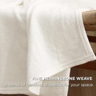 Bedsure GentleSoft 100 Cotton Blanket Queen Size for Bed - Breathable and Lightweight Soft Cozy Textured Herringbone Woven Blanket for Summer Cream 90x90 inches - lunas-mystic-emporium.com Bedsure GentleSoft 100% Cotton Blanket Queen Size for Bed - Breathable and Lightweight, Soft Cozy Textured Herringbone Woven Blanket for Summer, Cream, 90x90 inches