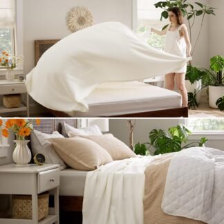 Bedsure GentleSoft 100 Cotton Blanket Queen Size for Bed - Breathable and Lightweight Soft Cozy Textured Herringbone Woven Blanket for Summer Cream 90x90 inches - lunas-mystic-emporium.com Bedsure GentleSoft 100% Cotton Blanket Queen Size for Bed - Breathable and Lightweight, Soft Cozy Textured Herringbone Woven Blanket for Summer, Cream, 90x90 inches