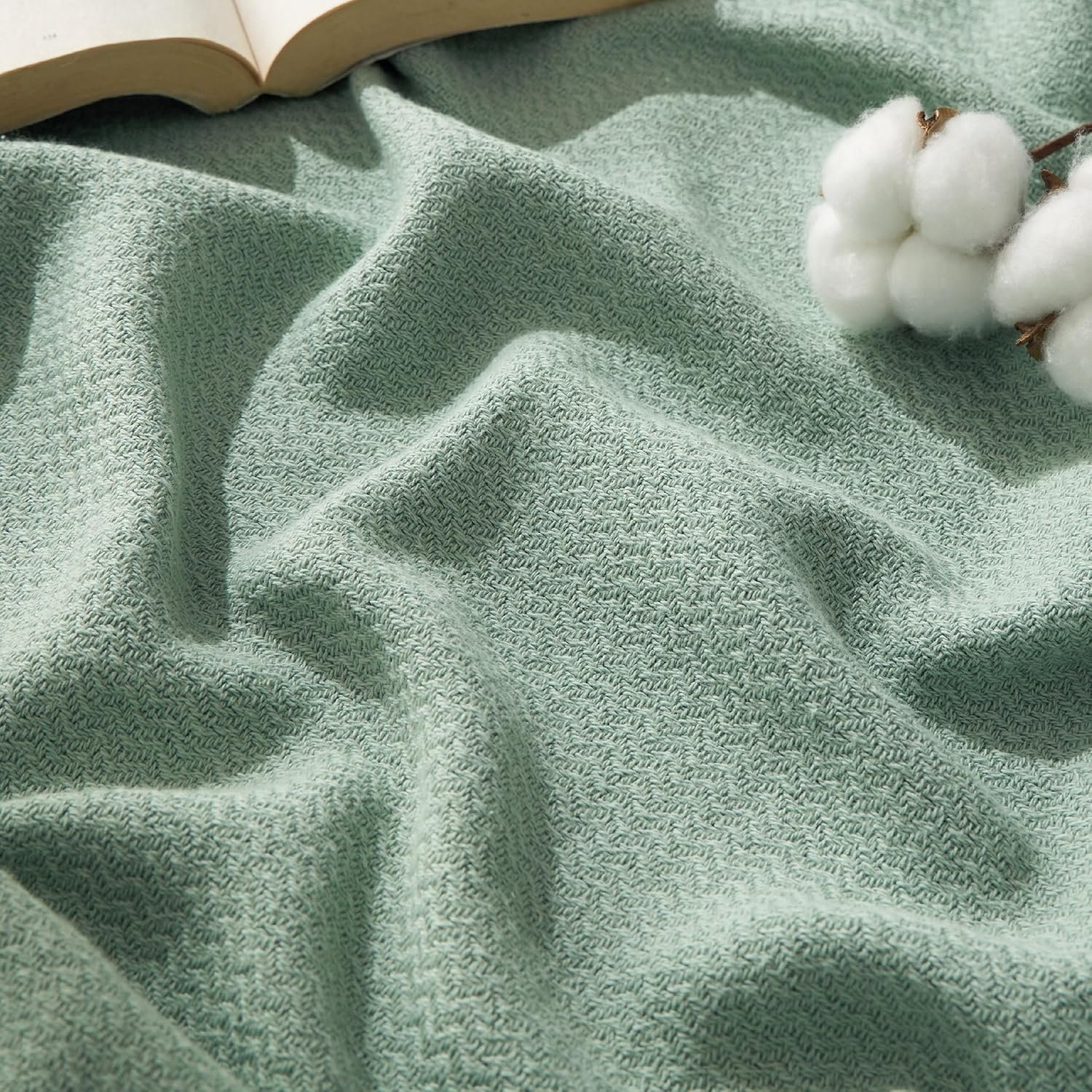 Bedsure GentleSoft 100 Cotton Blanket Queen Size for Bed - Breathable and Lightweight Soft Cozy Textured Herringbone Woven Blanket for Summer Cream 90x90 inches - lunas-mystic-emporium.com Bedsure GentleSoft 100% Cotton Blanket Queen Size for Bed - Breathable and Lightweight, Soft Cozy Textured Herringbone Woven Blanket for Summer, Cream, 90x90 inches