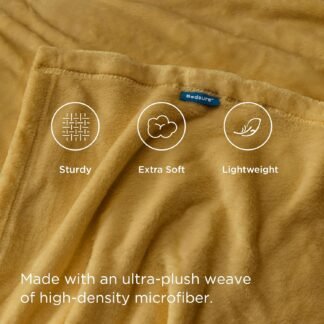 Bedsure GentleSoft Bedding Fleece Blanket for Girls and Boys - Soft Cozy Cute Small Throw Blankets for Travel, 43x55 Inches, Gold