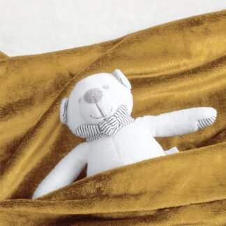 Bedsure GentleSoft Bedding Fleece Blanket for Girls and Boys - Soft Cozy Cute Small Throw Blankets for Travel, 43x55 Inches, Gold