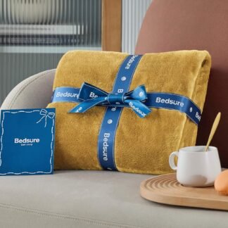 Bedsure GentleSoft Bedding Fleece Blanket for Girls and Boys - Soft Cozy Cute Small Throw Blankets for Travel, 43x55 Inches, Gold