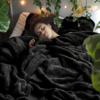 Bedsure GentleSoft Fleece Blankets Queen Size Black - Bed Blanket Soft Lightweight Plush Fuzzy Cozy Luxury Microfiber, 90x90 inches
