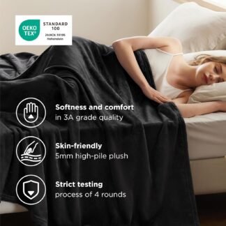 Bedsure GentleSoft Fleece Blankets Queen Size Black - Bed Blanket Soft Lightweight Plush Fuzzy Cozy Luxury Microfiber, 90x90 inches