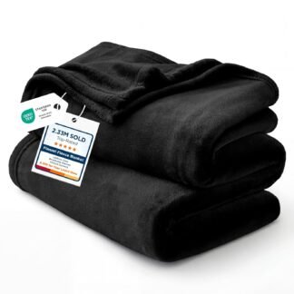 Bedsure GentleSoft Fleece Blankets Queen Size Black - Bed Blanket Soft Lightweight Plush Fuzzy Cozy Luxury Microfiber, 90x90 inches