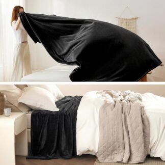 Bedsure GentleSoft Fleece Blankets Queen Size Black - Bed Blanket Soft Lightweight Plush Fuzzy Cozy Luxury Microfiber, 90x90 inches