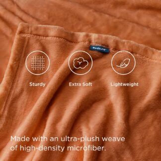 Bedsure GentleSoft Fleece Blankets Queen Size Mango - 280GSM Soft Lightweight Plush Cozy Blanket for Bed, Sofa, Couch, Travel, Camping