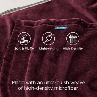 Bedsure GentleSoft Fleece Blankets Queen Size Red Burgundy - Bed Blanket Soft Lightweight Plush Fuzzy Cozy Luxury Microfiber, 90x90 inches