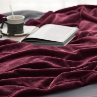 Bedsure GentleSoft Fleece Blankets Queen Size Red Burgundy - Bed Blanket Soft Lightweight Plush Fuzzy Cozy Luxury Microfiber, 90x90 inches