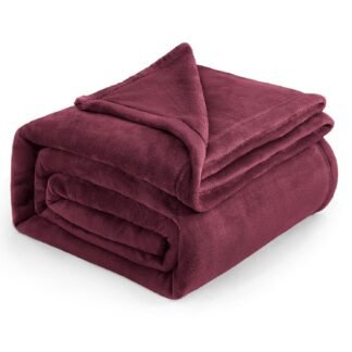 Bedsure GentleSoft Fleece Blankets Queen Size Red Burgundy - Bed Blanket Soft Lightweight Plush Fuzzy Cozy Luxury Microfiber, 90x90 inches