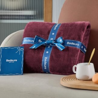 Bedsure GentleSoft Fleece Blankets Queen Size Red Burgundy - Bed Blanket Soft Lightweight Plush Fuzzy Cozy Luxury Microfiber, 90x90 inches