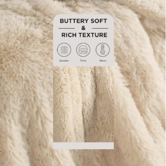 Bedsure GentleSoft Fluffy Beige Throw Blanket for Bed, Faux Fur Gifts Beige Decor Light Tan Khaki Blanket Neutral Decoration for Home, Soft Cozy Fuzzy Plush Thick Warm Sherpa...