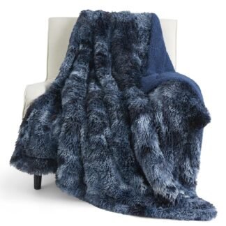 Bedsure GentleSoft Fluffy Navy Blue Throw Blanket, Tie Dye Blue Decor Navy Gifts for Men, Soft Cozy Fuzzy Plush Minky Thick Warm Sherpa Fleece Faux Fur Blanket for Couch,...