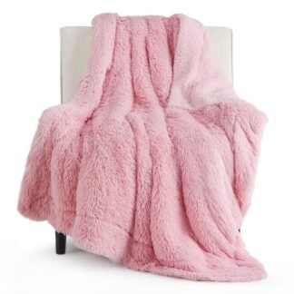 Bedsure GentleSoft Fluffy Pink Throw Blanket, Pink Decor Cozy Gifts for Teenage Girls, Soft Fuzzy Plush Thick Warm Furry Sherpa Fleece Faux Fur Throw Blanket for Couch, Cute...