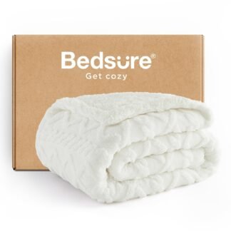 Bedsure Gentlesoft Sherpa Fleece Throw Blanket for Couch - Fluffy & Cozy Cable Jacquard Tufted Throw for Women Gift, Thick and Warm Christmas Blanket for Winter, Cream, 50x60...
