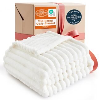 Bedsure GentleSoft Twin Blanket for Bed - Cozy Soft Blankets for Women, Cute Small Fleece Throws for Girls, Graduation Decorations Gift for Her Him School Dorm, Off White, 60x80...