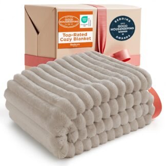 Bedsure GentleSoft Twin Blanket for Couch - Cozy Soft Blankets for Women, Cute Small Fleece Throws for Girls, Beige, 60x80 Inches